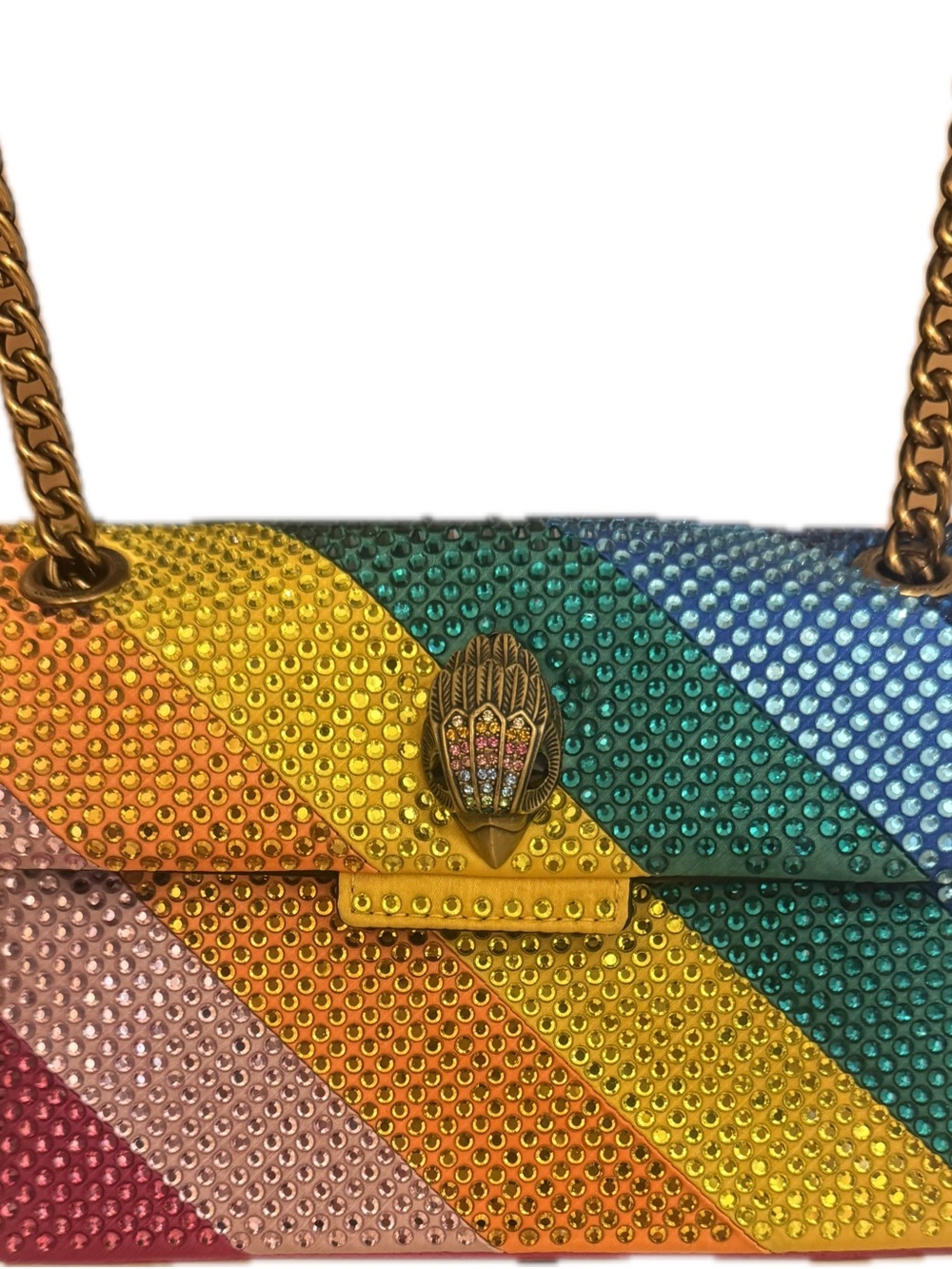 Kurt Geiger Multicolor Crystal Mini Shoulder Bag with Gold Chain - Picture 1 of 8